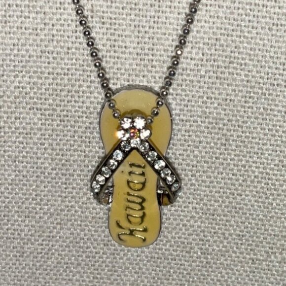 Hawaii Crystal Rhinestone Flip Flop Necklace in Yellow - Picture 1 of 3